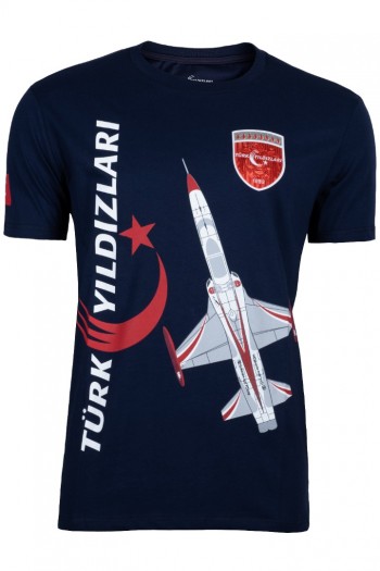 TÜRK YILDIZLARI ARMALI DİKEY LOGO LACİVERT TİŞÖRT