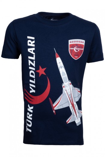 TÜRK YILDIZLARI ARMALI DİKEY LOGO LACİVERT ÇOCUK TİŞÖRT