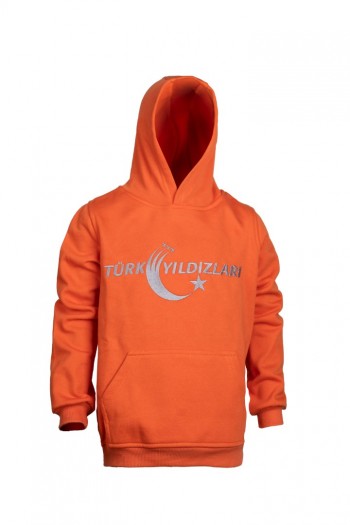 Turuncu Kapüşonlu Çocuk Sweatshirt