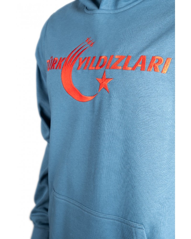 Petrol Mavisi Kapüşonlu Sweatshirt