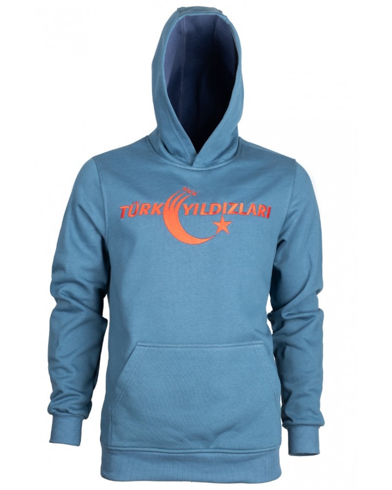 Petrol Mavisi Kapüşonlu Sweatshirt