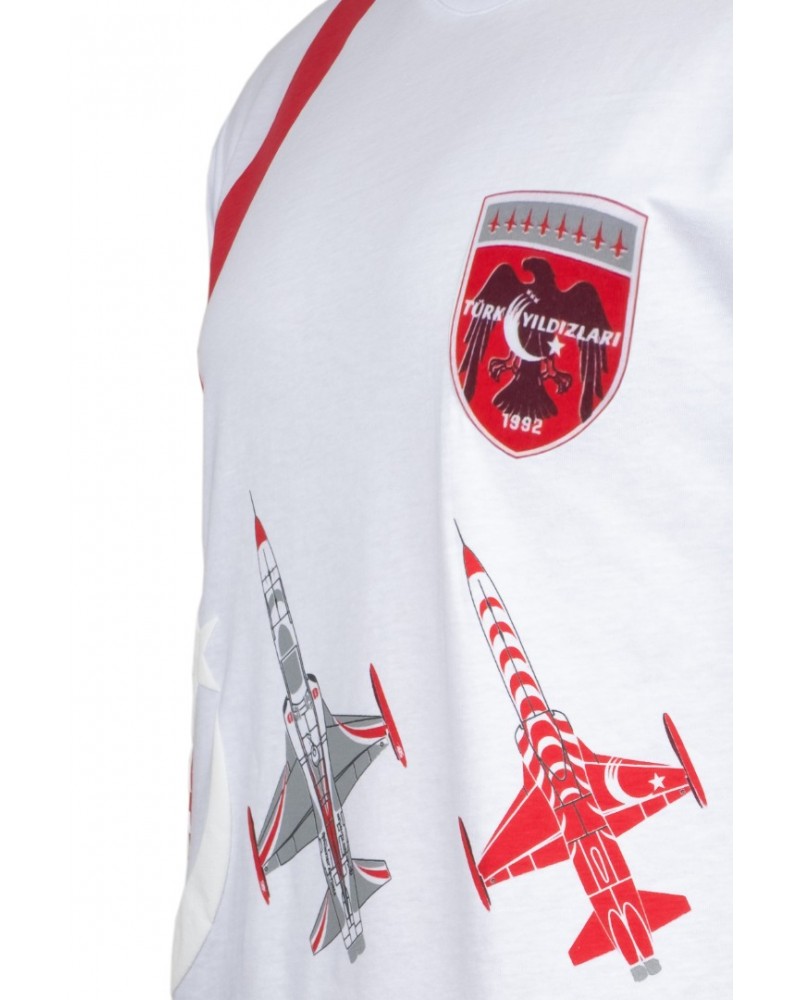 TÜRK YILDIZLARI ARMALI KIRMIZI ŞERİTLİ BEYAZ ÇOCUK TİŞÖRT