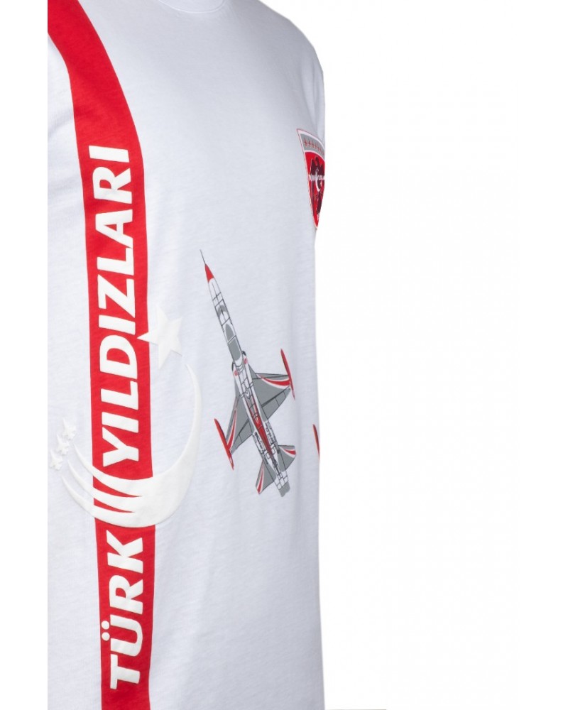 TÜRK YILDIZLARI ARMALI KIRMIZI ŞERİTLİ BEYAZ ÇOCUK TİŞÖRT