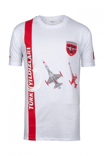 TÜRK YILDIZLARI ARMALI KIRMIZI ŞERİTLİ BEYAZ ÇOCUK TİŞÖRT