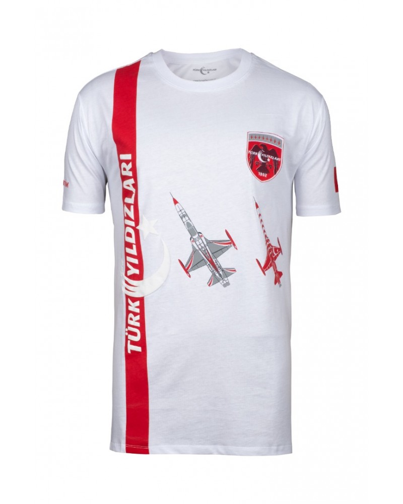 TÜRK YILDIZLARI ARMALI KIRMIZI ŞERİTLİ BEYAZ ÇOCUK TİŞÖRT