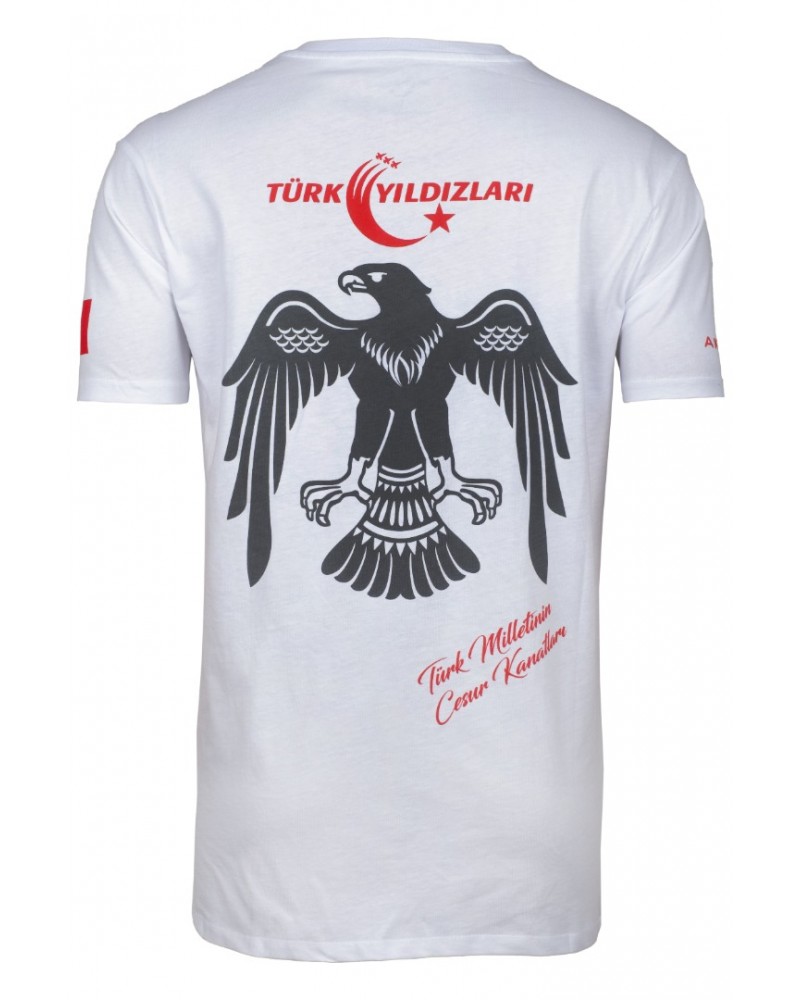 TÜRK YILDIZLARI ARMALI KIRMIZI ŞERİTLİ BEYAZ TİŞÖRT
