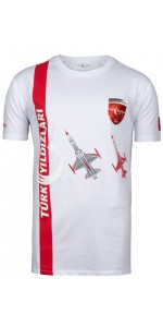 TÜRK YILDIZLARI ARMALI KIRMIZI ŞERİTLİ BEYAZ TİŞÖRT