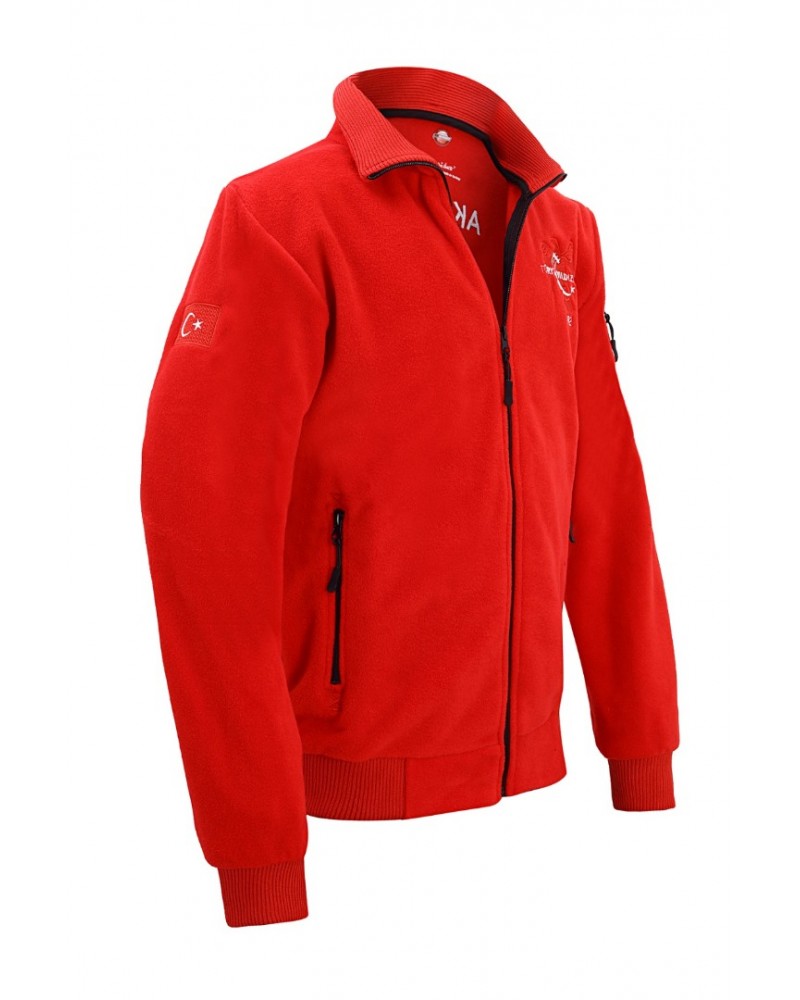 TÜRK YILDIZLARI FERMUARLI KIRMIZI POLAR CEKET