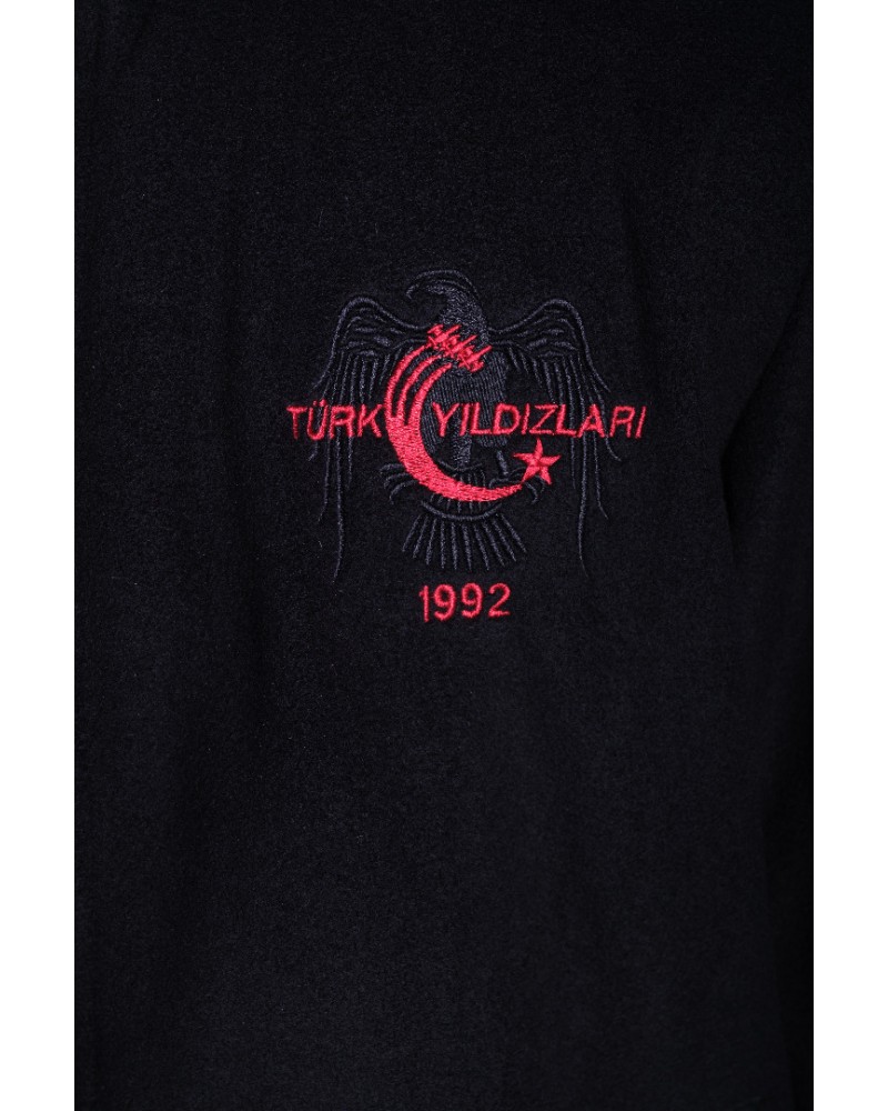 TÜRK YILDIZLARI FERMUARLI SİYAH POLAR CEKET