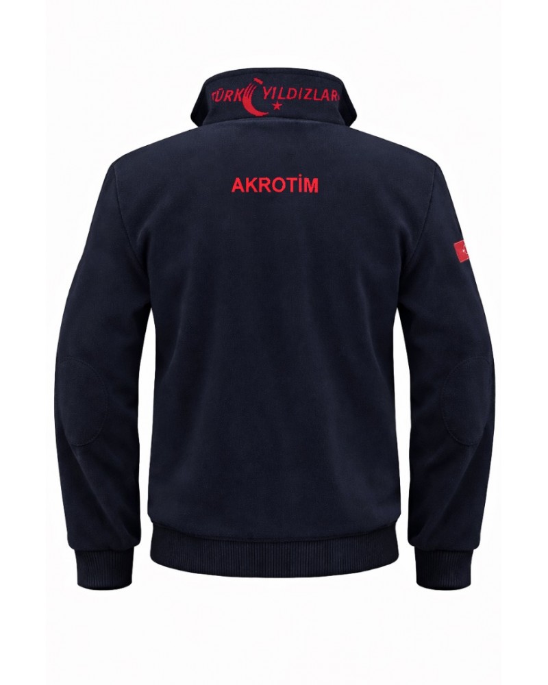 TÜRK YILDIZLARI FERMUARLI SİYAH POLAR CEKET