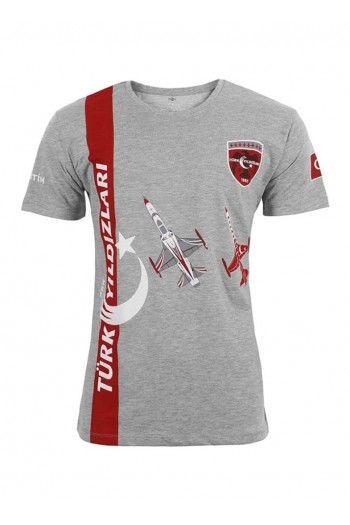Türk Yıldızları Gri Şeritli Tişört