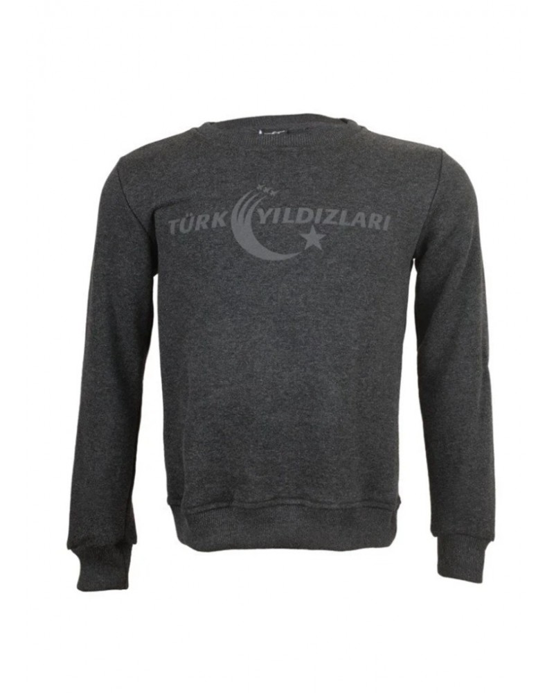 Ty Sıfır Yaka Gri Sweatshirt