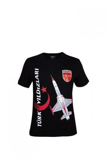 TÜRK YILDIZLARI ARMALI DİKEY LOGO SİYAH TİŞÖRT