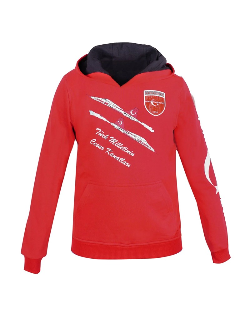 Türk Yıldızları Armalı Kırmızı Sweatshirt