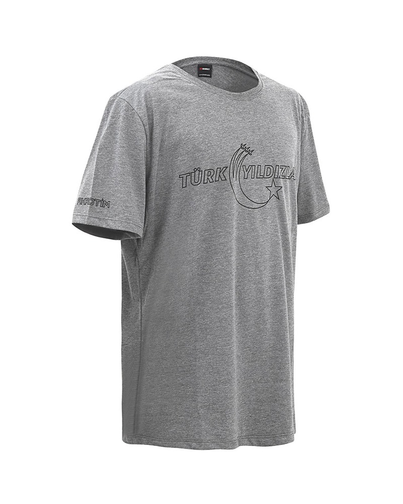 Türk Yıldızları Gri Logo Baskılı Tişört