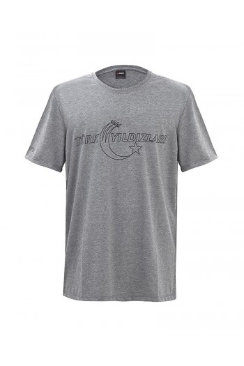 Türk Yıldızları Gri Logo Baskılı Tişört