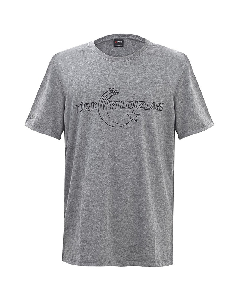 Türk Yıldızları Gri Logo Baskılı Tişört