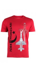 Türk Yıldızları Kırmızı Dikey Logolu Kartallı Tişört