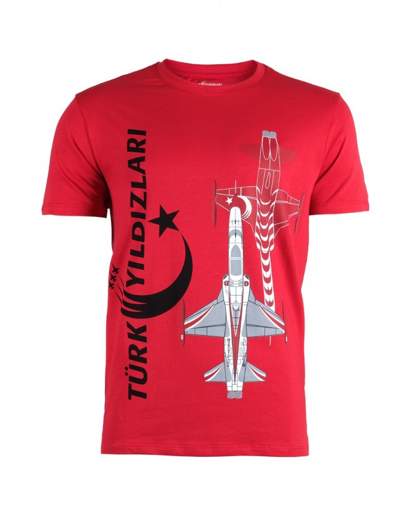 Türk Yıldızları Kırmızı Dikey Logolu Kartallı Tişört