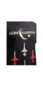 Türk Yıldızları Gri Yaldızlı Tişört