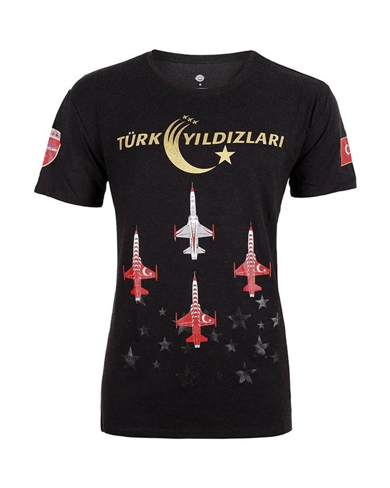 Türk Yıldızları Gri Yaldızlı Tişört