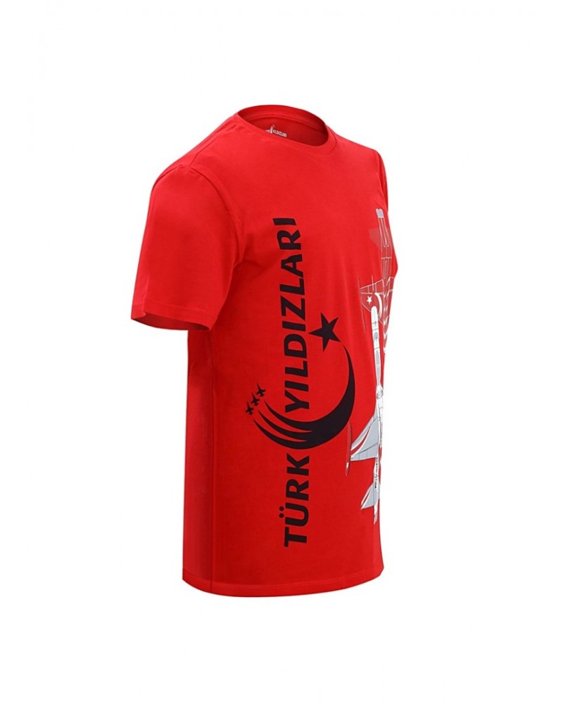 Türk Yıldızları Kırmızı Dikey Logolu Kartallı Çocuk Tişört
