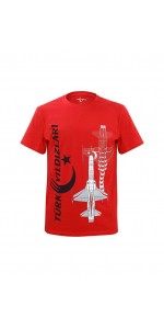 Türk Yıldızları Kırmızı Dikey Logolu Kartallı Çocuk Tişört