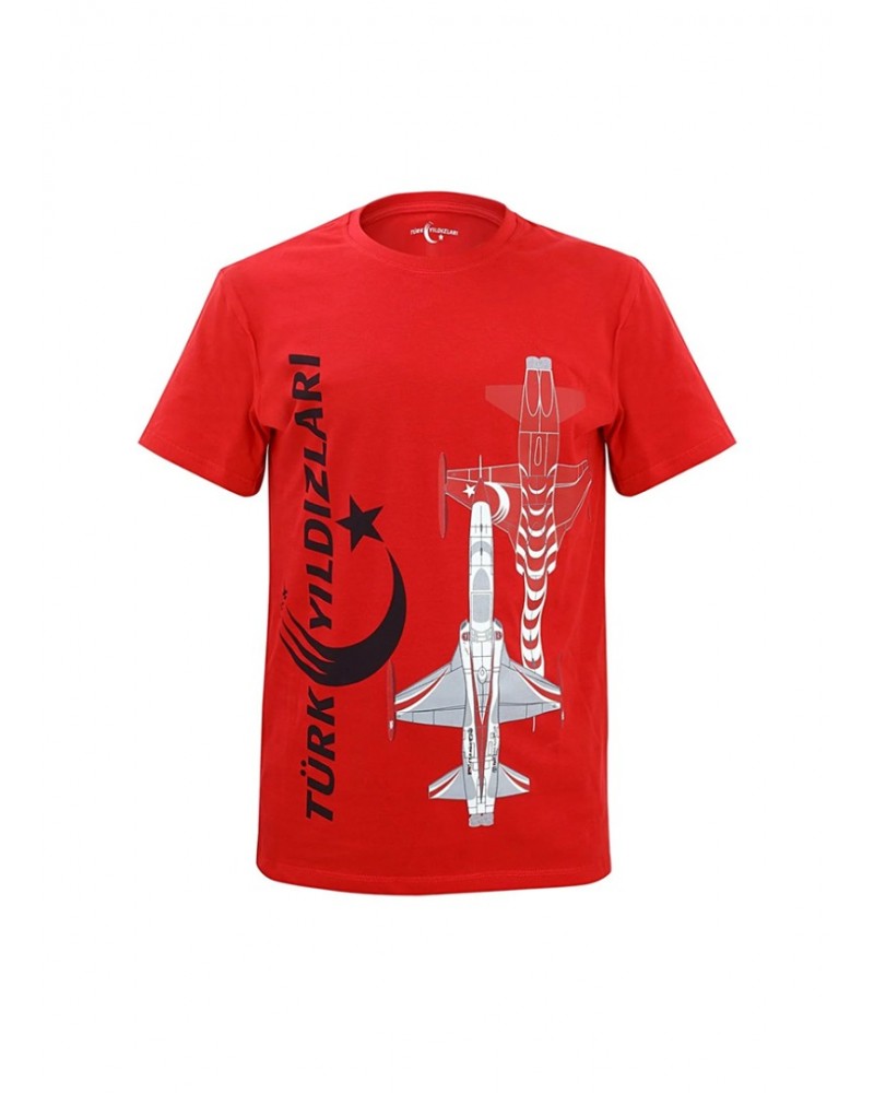 Türk Yıldızları Kırmızı Dikey Logolu Kartallı Çocuk Tişört