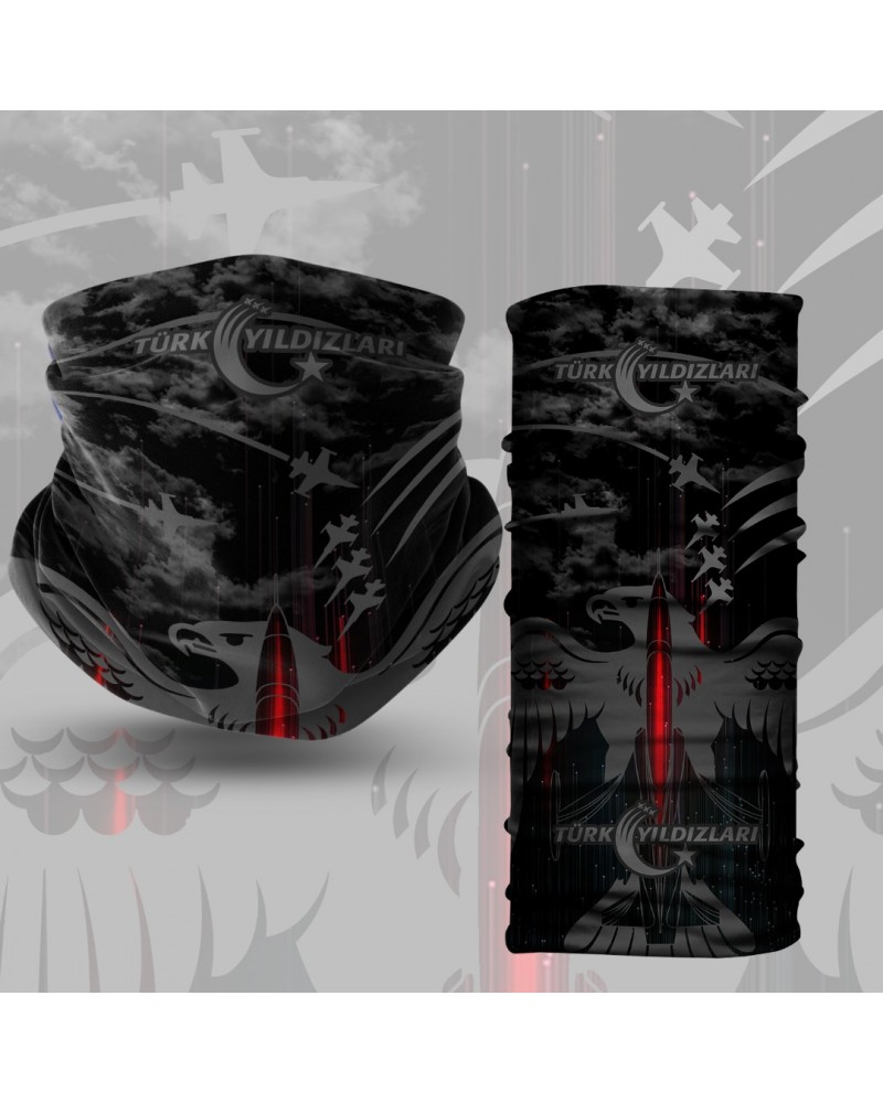 Türk Yıldızları Siyah-Gri Kartallı Bandana