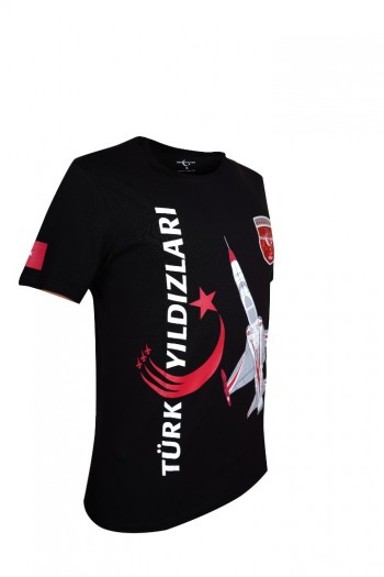 TÜRK YILDIZLARI ARMALI DİKEY LOGO SİYAH TİŞÖRT