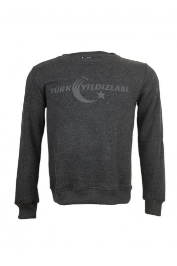 Ty Sıfır Yaka Gri Sweatshirt