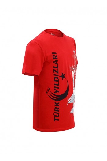 Türk Yıldızları Kırmızı Dikey Logolu Kartallı Çocuk Tişört